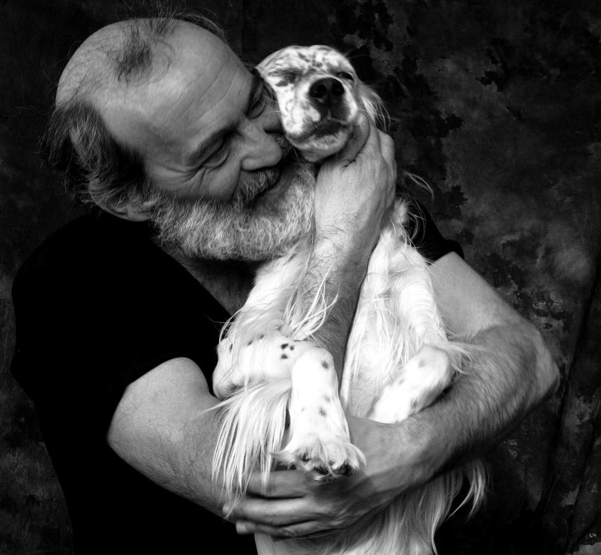 portrait noir et blanc de Lola, une setter anglaise noir et blanc